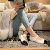 Mixed Colors Mary Janes Shoes Women Buckle Strap Tweed Flat Shoes For Women Square Toe Elegant Designer Shoes Women