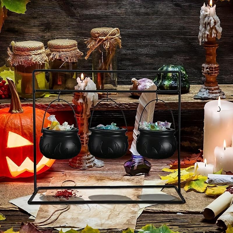 6pcs Mini Cauldron Novelty Candy Kettles Halloween Black Cauldrons Wizard Jar & Bowl Witches Pot Party Favors Tabletop Display