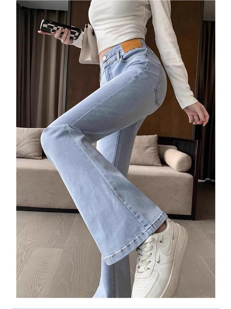 Women's Summer Petite High-Waist Light Flare Jeans - Slimming 2025 Style