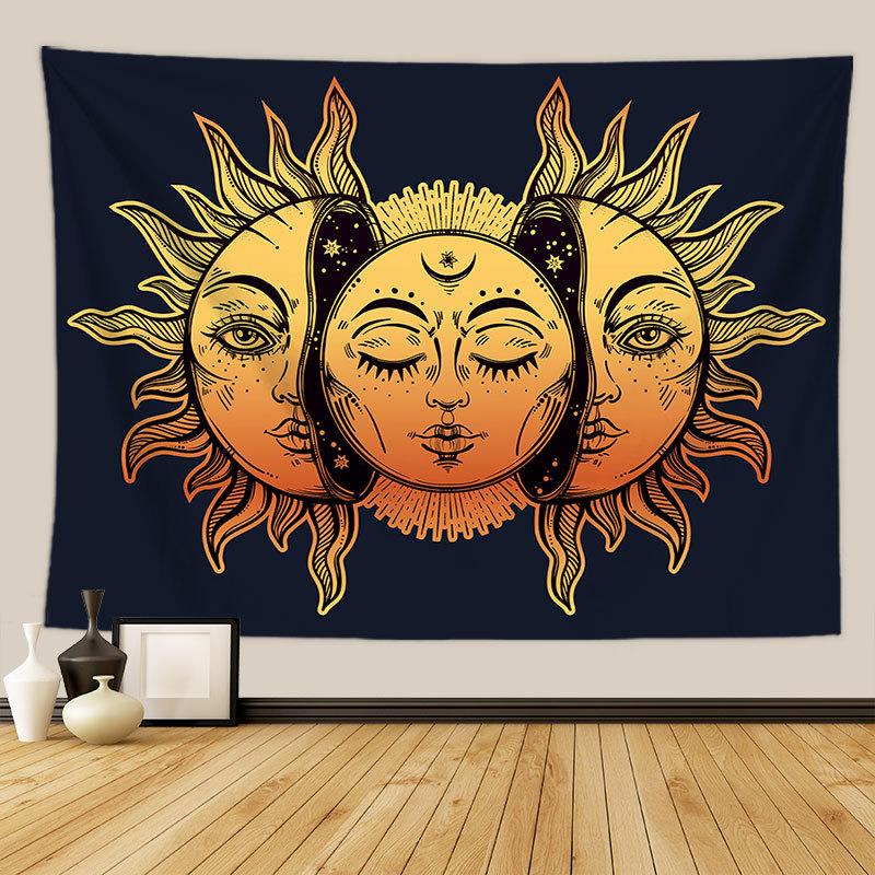 Celestial Sun Moon Tapestry Bohemian Wall Hanging Starry Sky for Bedroom Meditation Yoga Room Home Decor