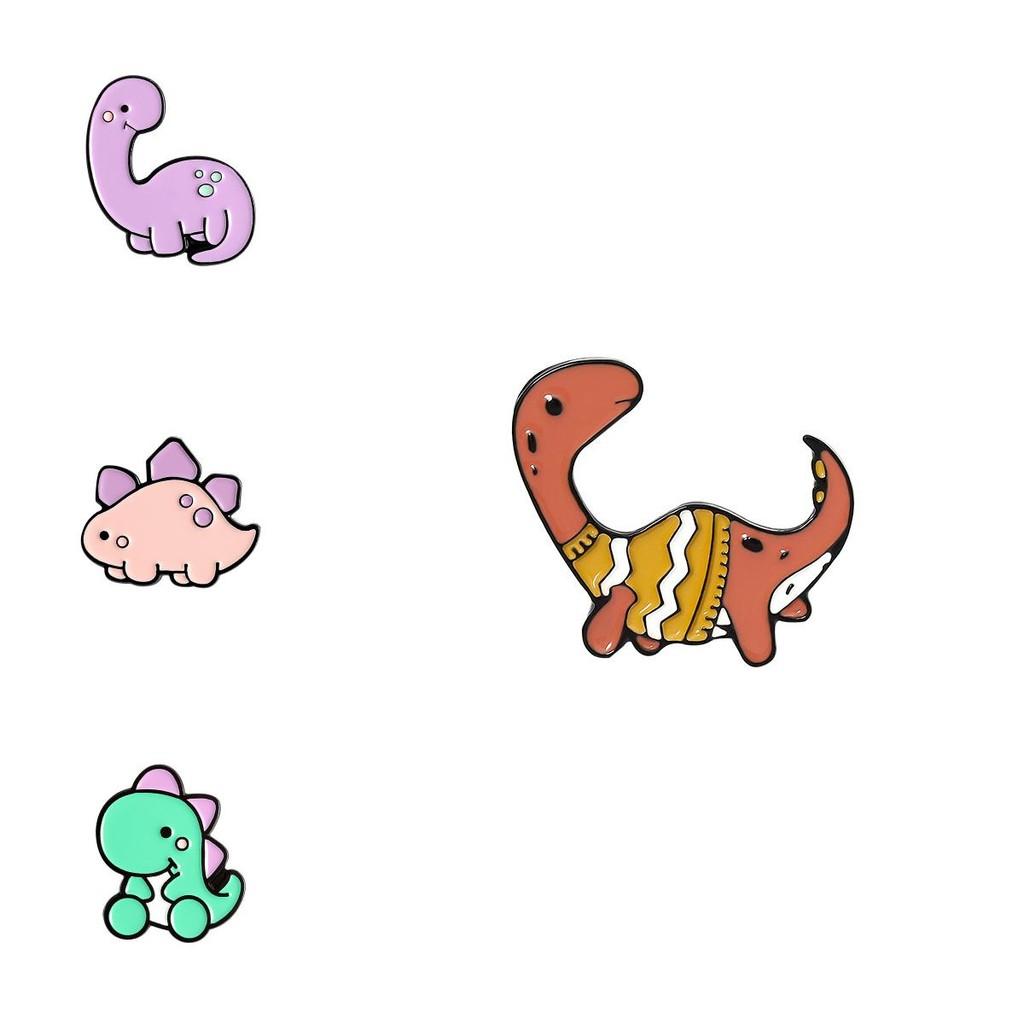 Cute Cartoon Charming Dinosaur Brooch Set Fashionable Pin Accessories For Bags Clothing