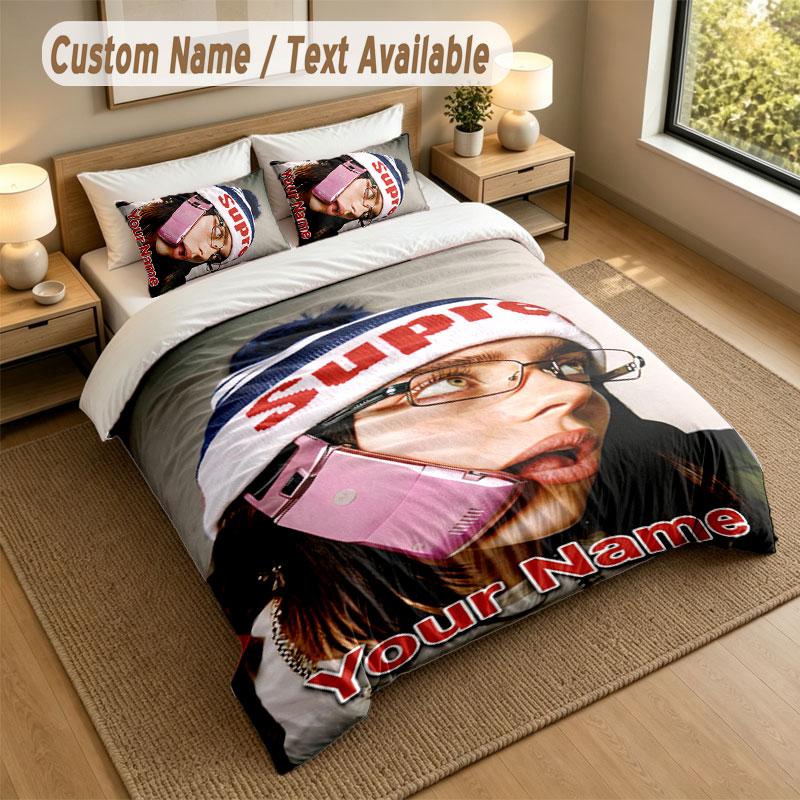 Bedding Set 1 Duvet Cover 2 Pillowcases Billie Eilish Print Soft Bed Linen Bedroom Decor