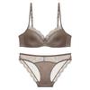 French Premium Satin Lingerie Set, Thin Minimizer Soft Underwire Lift Anti-Sag Bra for Full Bust Women