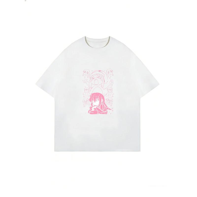 Oversized T Shirt Black Anime Girl With Pink Hair And Gothic Design For Casual Wear And Street Style