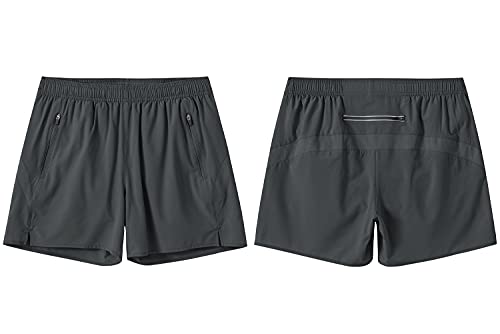 Gopuune Women's Fitness Shorts, Yoga, Training, Golf, Sportswear, Gym Shorts, Loungewear, Moisture-Wicking, Quick-Drying (Dark Gray, Size L)