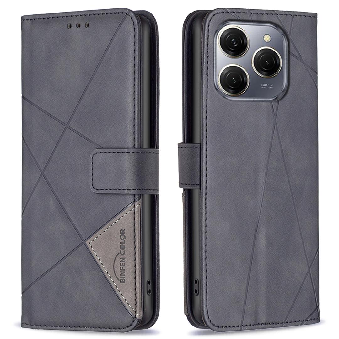 

BINFEN COLOR For TECNO Spark 20 Pro 5G Phone Cases Wallet Stand Geometry Imprint Leather Cover A