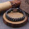 Retro Black Men's Bracelet Stainless Steel Curb Cuban Chain Hip Hop Fashion Handmade Jewelry, Men's Gift
