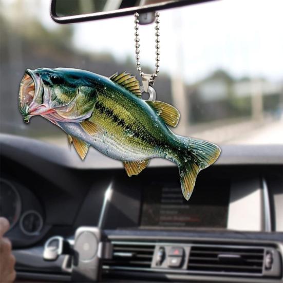 Kreativ Fisk Bil Hengende Anheng 2D Flat Akryl Bakspeil Ornament Festlig