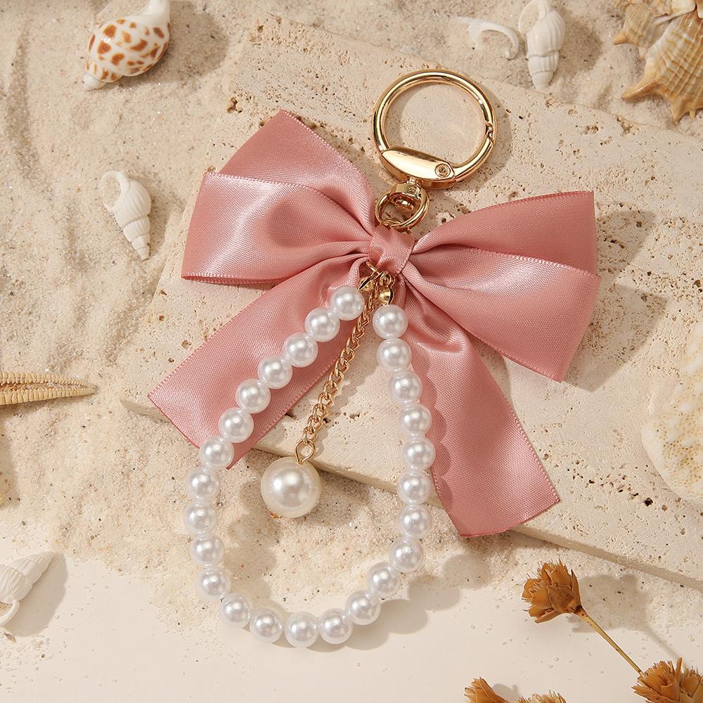Fashion Simulated Pearl Bowknot Elegant Women Bag Charm Pendant Accessories Pendant Party Gifts Bag Charm