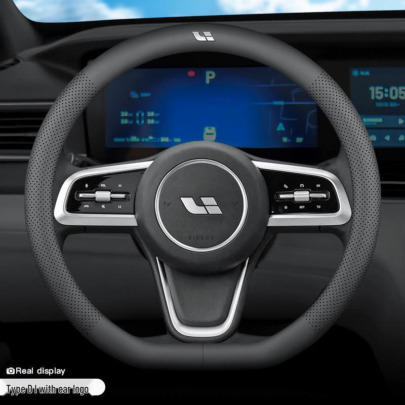 Ideal One Genuine Leather Steering Wheel Cover - Ultra-Thin, Universal Fit for Ideal L7, L8/L9, All-Season