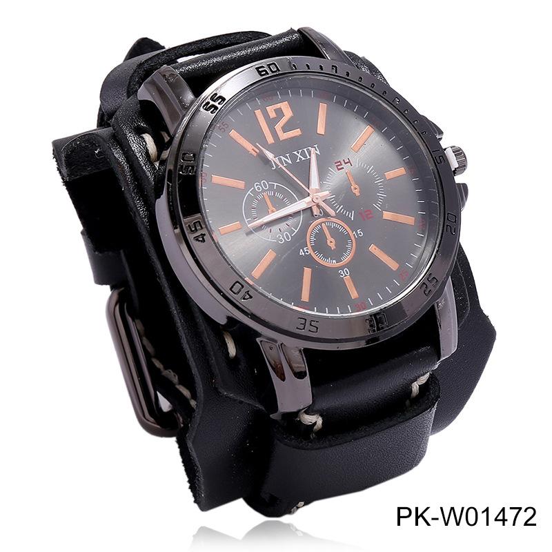 Vintage Watches Men Genuine Leather Pointer Belt Strap Punk Watch Wide Cowhide Bracelet & Bangles For Women Male Jewelry
