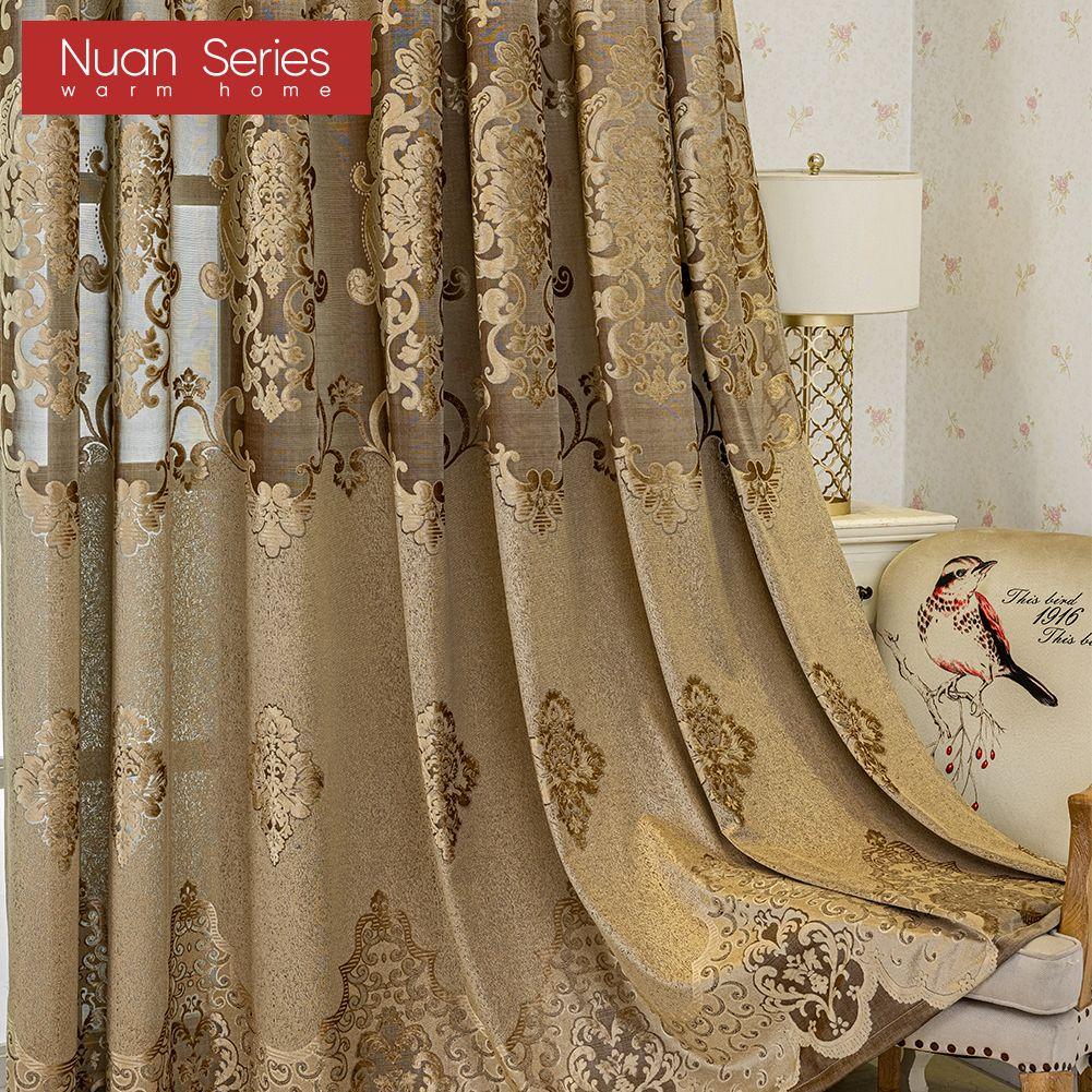 1PC Nuan Series 40-70% Blackout European Style Versatile Luxury Polyester Fiber Jacquard Ring Type Sheer Curtains for Living Room Bedroom Home Decor