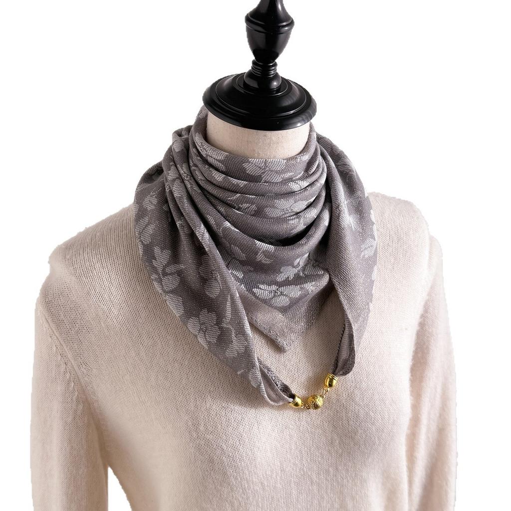 Spring and Autumn New Products Simple Solid Color Magnetic Buckle Small Square Scarf Versatile Light Luxury Decorative Scarf Foreign Style Advanc