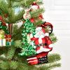 Glass Christmas Tree with Painted Santa Claus Ornament