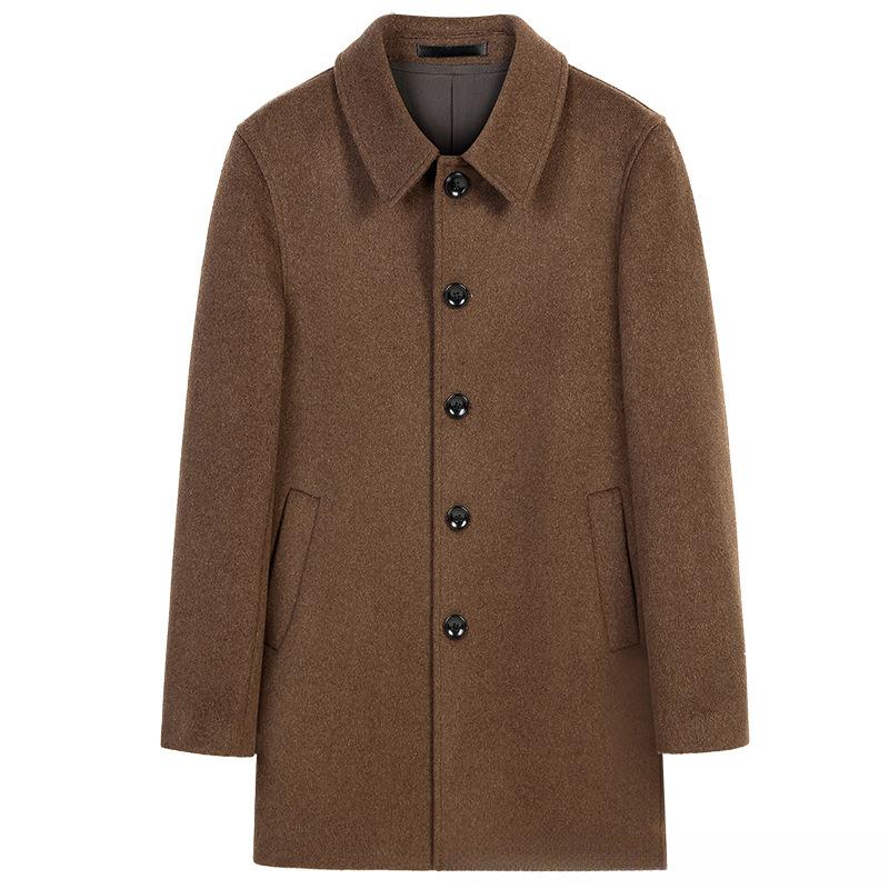 Autumn and Winter Woolen Coat Medium and Long Korean Version Thickened Trendy Coat Handsome Cotton Wool Trench Coat