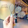 Charming Metal Tennis Racket Keychain With Colorful Ball Key Accessory