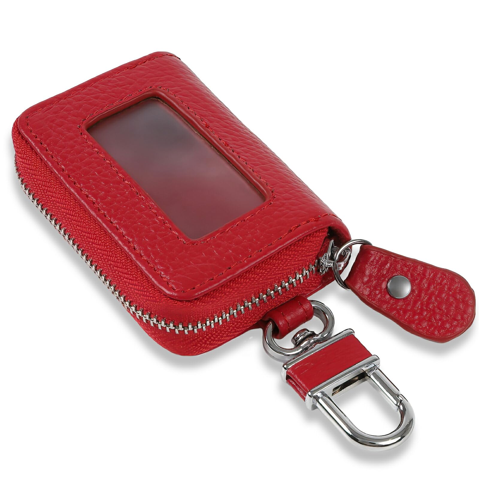 

Чехол для смарт-ключа Negues с окошком и совместимый со смарт-красным противоскользящим ковриком, ключи, кожа,