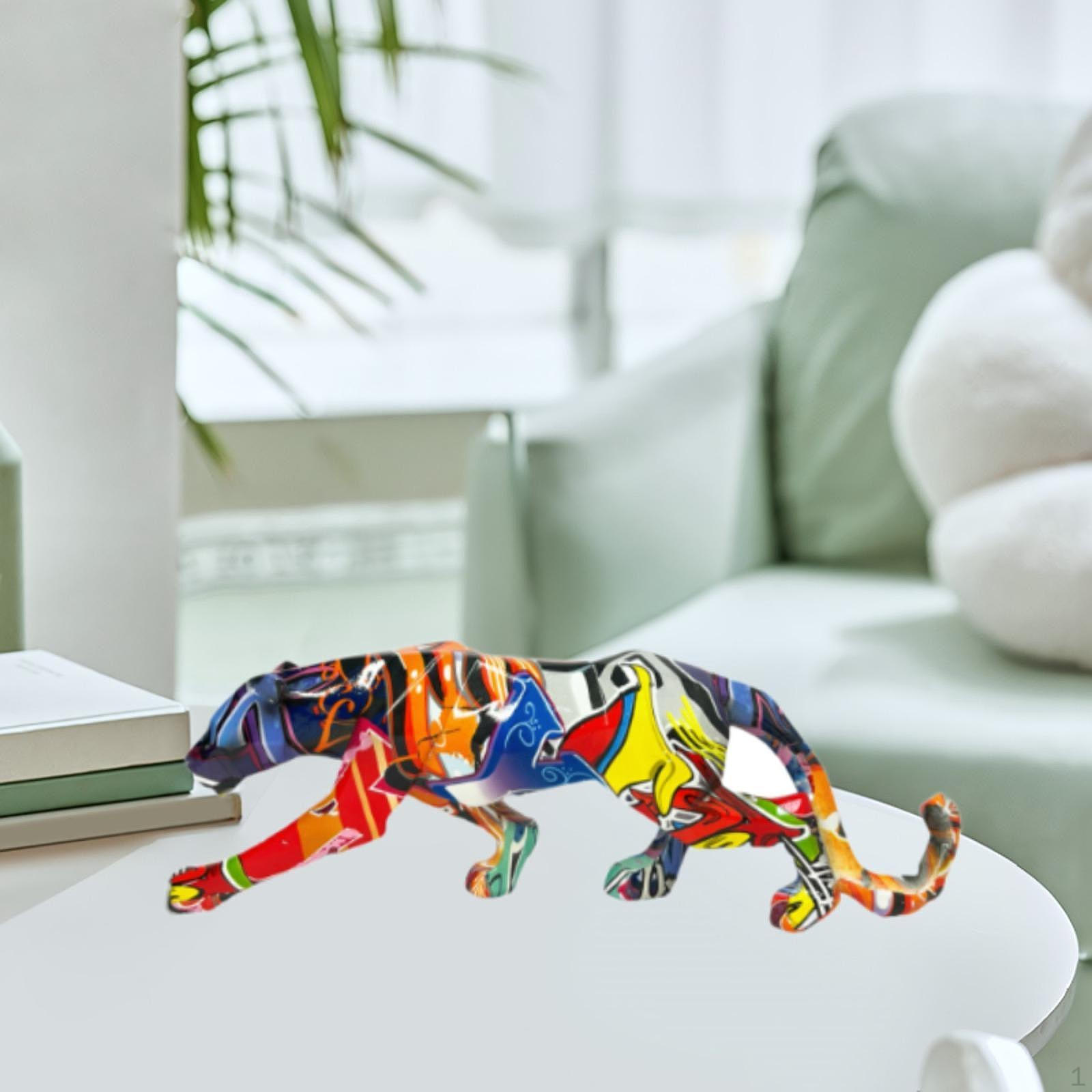 

Фигурка леопарда для домашней полки, фигурка животного, ходячая скульптура colorful graffiti