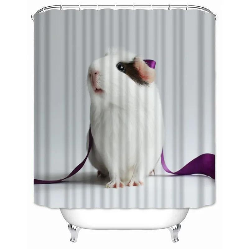 Custom High Quality Guinea Pig Shower Curtain Waterproof Bathroom Polyester Fabric Bathroom Curtain