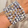Chinese Style Blue and White Porcelain Bracelet Elastic Versatile Ceramic Bracelet Vintage Pretty Women's Bracelet Birthday Gift