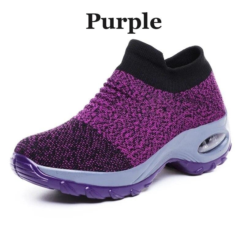 Damen Laufschuhe Walking Mesh Schuhe Mode Plateau Slip-On Sneaker Luftpolsterung Fitnessstudio Modern Dance Schuhe Herren
