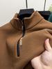 Men's Winter Fleece-Lined Zipper Sweatshirt with Semi-High Collar, Thickened Long-Sleeve Casual Sweater
