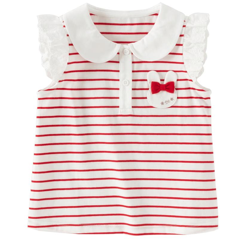 DAVE & BELLA Girls Striped Short Sleeve Polo Shirt 140