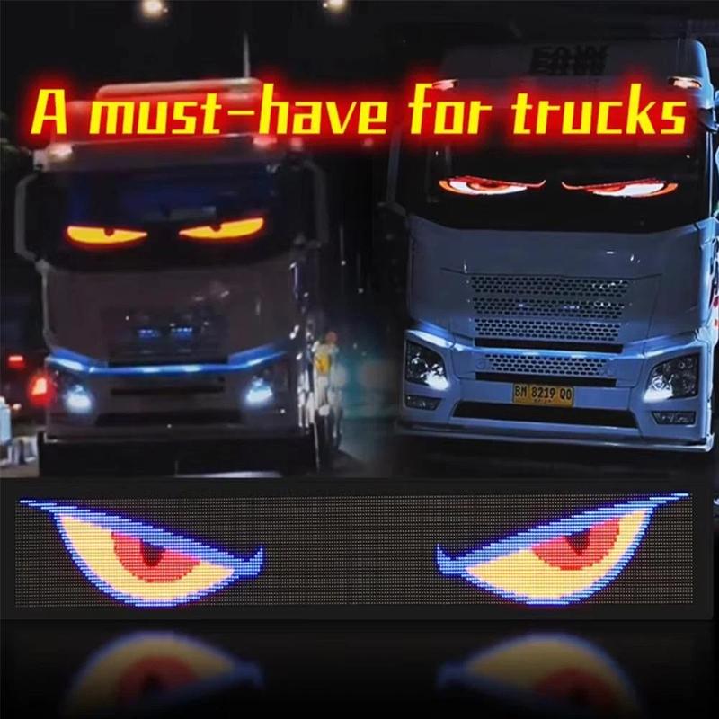 LED Truck Car Dynamic Devil Eye Light Board Windshield Rectangle Flexible Display Light DIY Programmable Bluetooth App Control