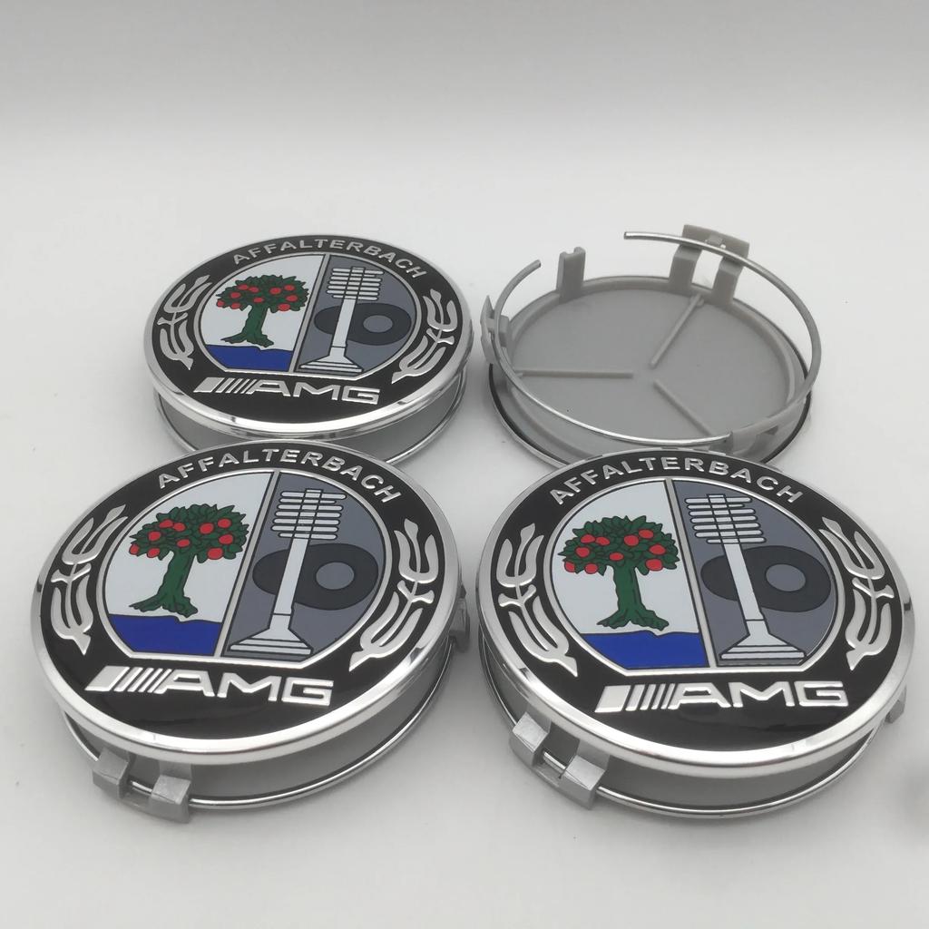 För Mercedes Benz 4 st 3D 75 mm För Mercedes Benz AMG Bil emblem Fälgnav Mittkåpa Märke skydd klistermärke Dekaler Styling accesso