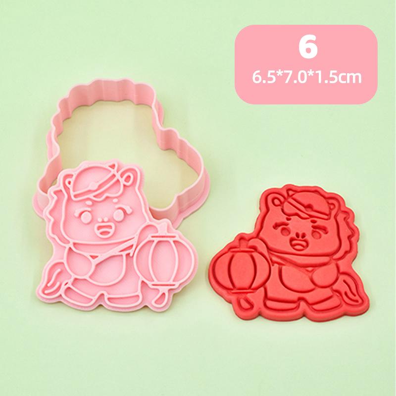 Year Of The Horse Cookie Cutters Chinese New Year 3D Cartoon Horse Shape Pressable Biscuit Mold Cookie Stamp Kitchen Baking Tool