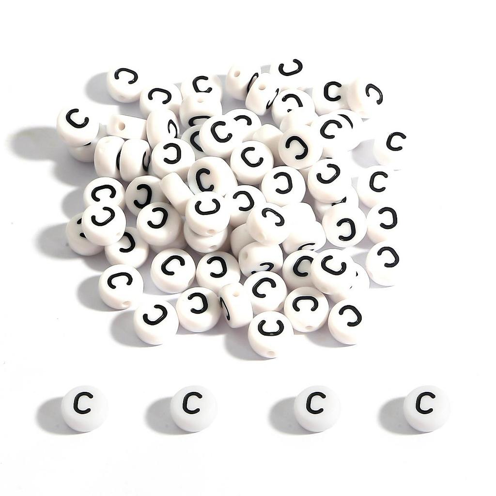 100Pcs Acrylic Letter Round Flat Beads DIY Jewelry Making Accessories
