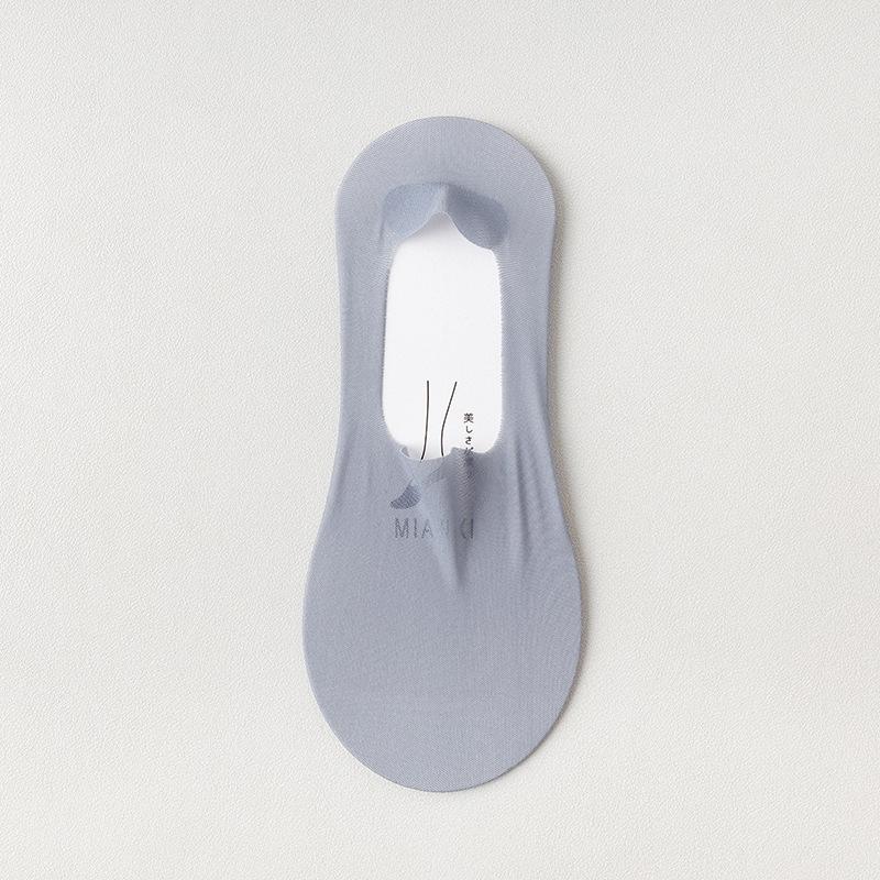 

Женские летние тонкие новые легкие носки-лодочки однотонные, ледяной шелк, для глаз, дышащие, невидимые, силиконовые, нескользящие 1 pair темно серый