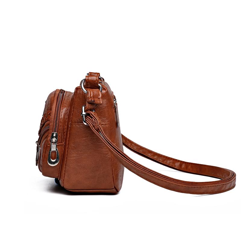 Fashion trend four-season soft leather multi-compartment multi-pocket high-end single-shoulder crossbody bag for women's handbag