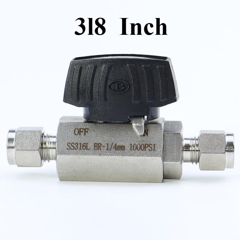 6 8 10 12 14 16 mm 1/4" 3/8" 1/2" 3/4" 1" Inch Tube OD Compression Union 316L Stainles Steel Hex Ball Valve 1000 PSI