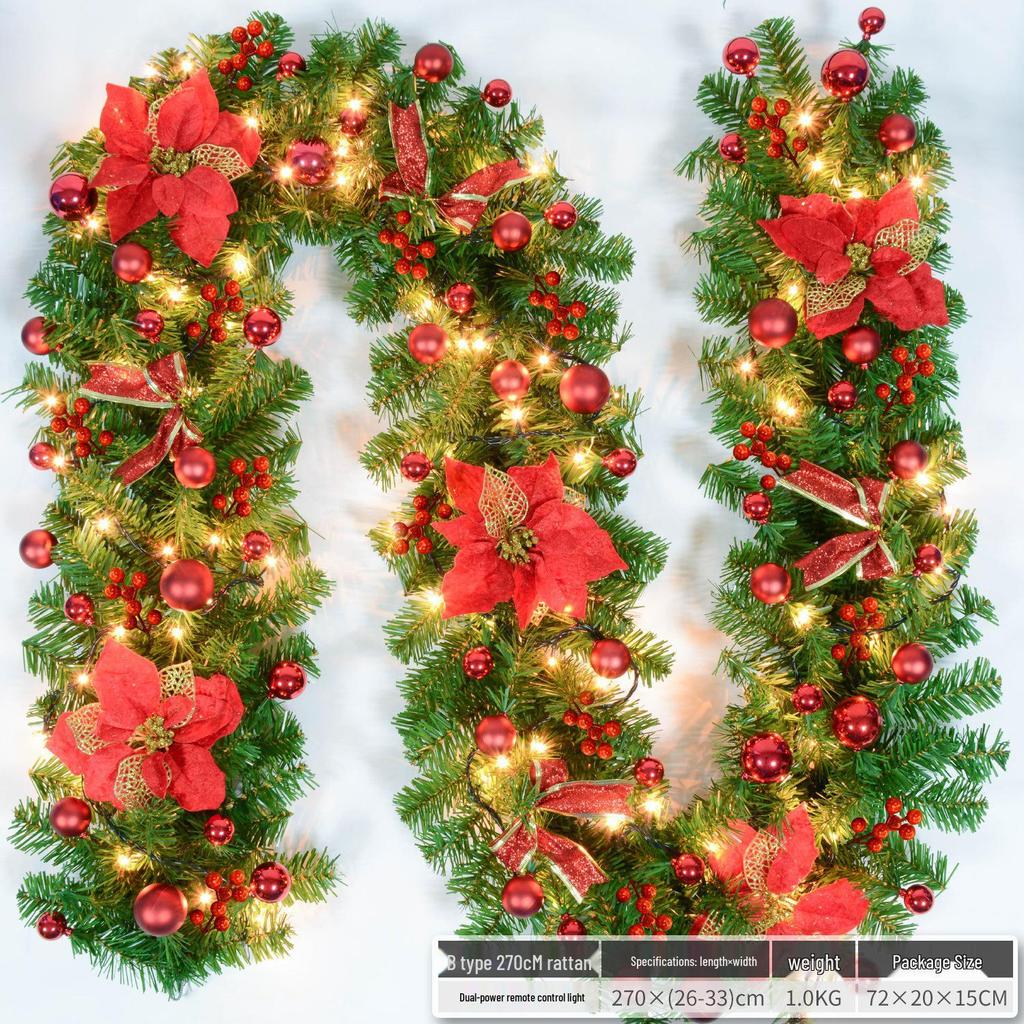 Christmas Glimmer: Garland Set for Tree, Window, and Fireplace with Flocked Leaf Ornaments