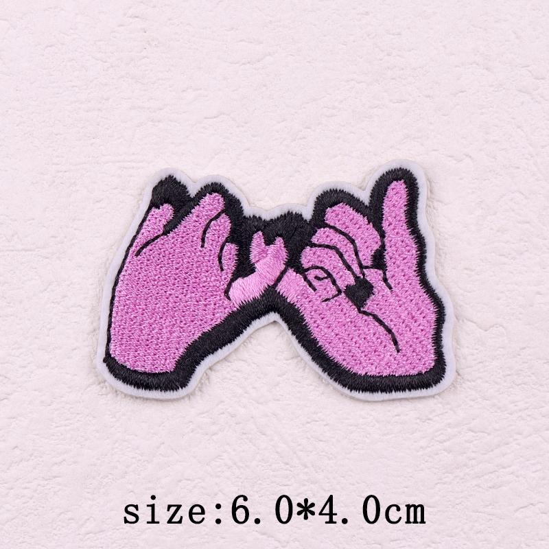 Pink Cartoon Embroidery Patch Iron On Patches For Clothing Flower Letters Patches On Clothes Sewing Fusible Patch Applique Decor