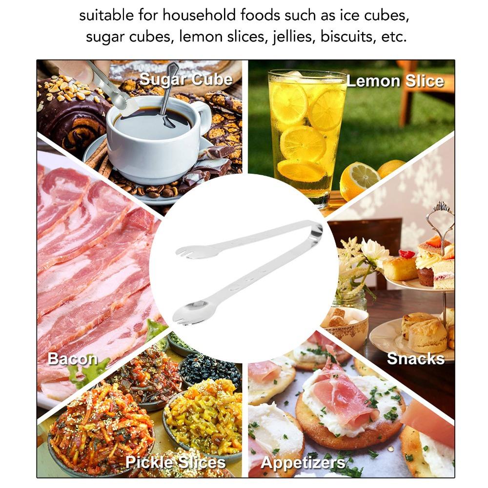 Anti-Slip Grip Food Tongs Silver Gold Ice Cube Tongs Durable Buffet Serving Clip Cocktail Party
