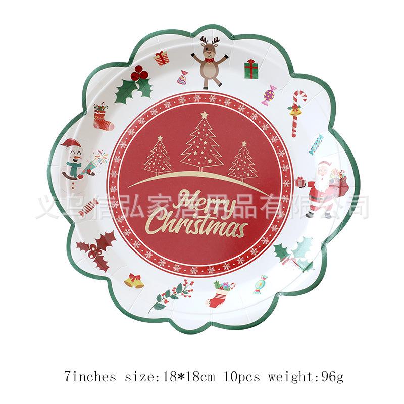 

Праздничный рождественский набор посуды: Бумажные тарелки, салфетки, стаканы, тарелки неправильной формы, скатерть, столовые приборы для новогодних вечеринок