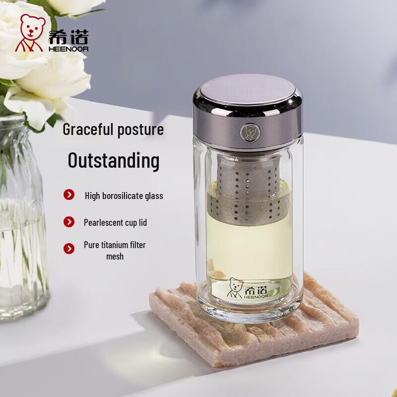 Heenoor Antibacterial Double-Layer Glass Cup