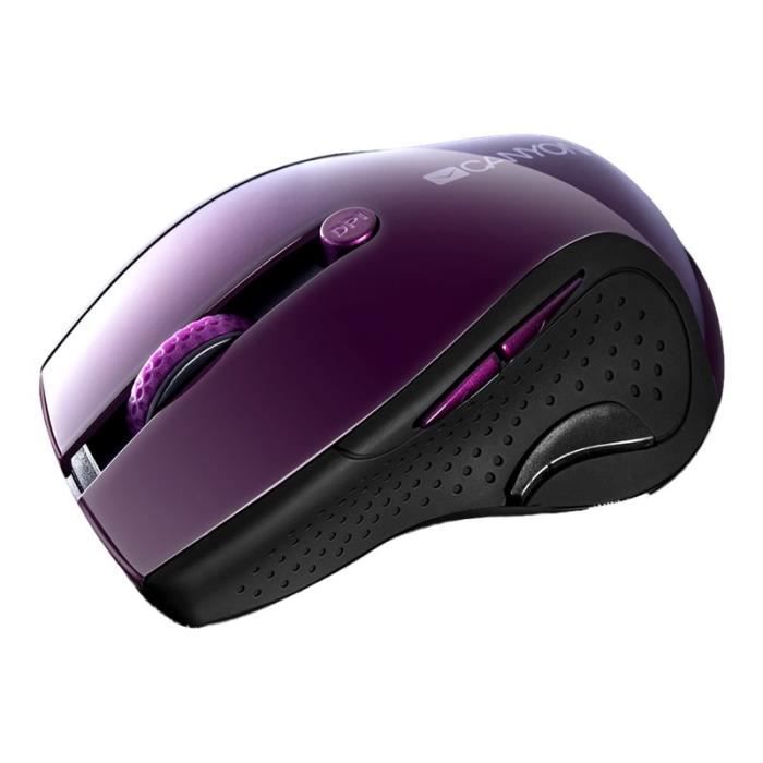 Souris sans fil - CANYON - CNS-CMSW01P - LED bleue - 6 boutons - 2.4 GHz - USB violet