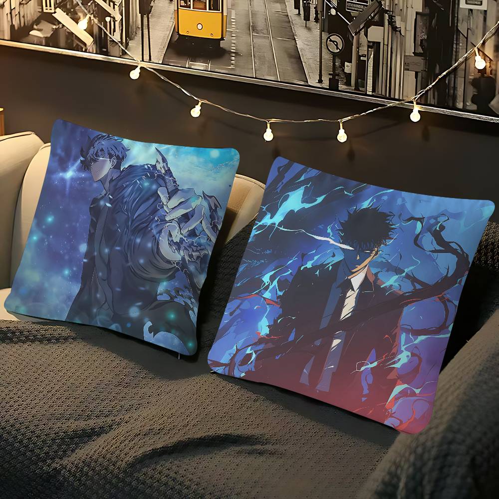 Tecknad Solo L-Leveling Kuddfodral Avtagbart Tvättbart Kuddfodral – Mjukt Linne för Alla Årstider
