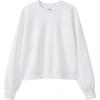 Womens Thick Fleece-Lined Short Hoodless Sweatshirt Loose Fit Cotton-Blend Round Neck Pullover