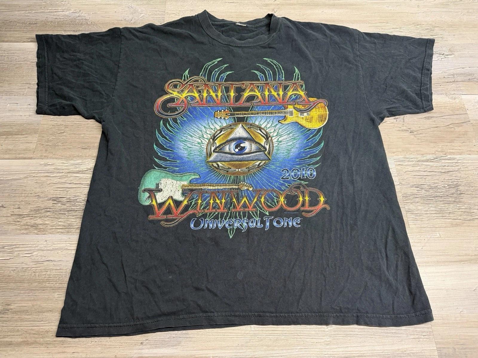 

Vintage 2010 Santana Official Winwood T-Shirt Universal Tone Tour Size 2XL Black 4XL
