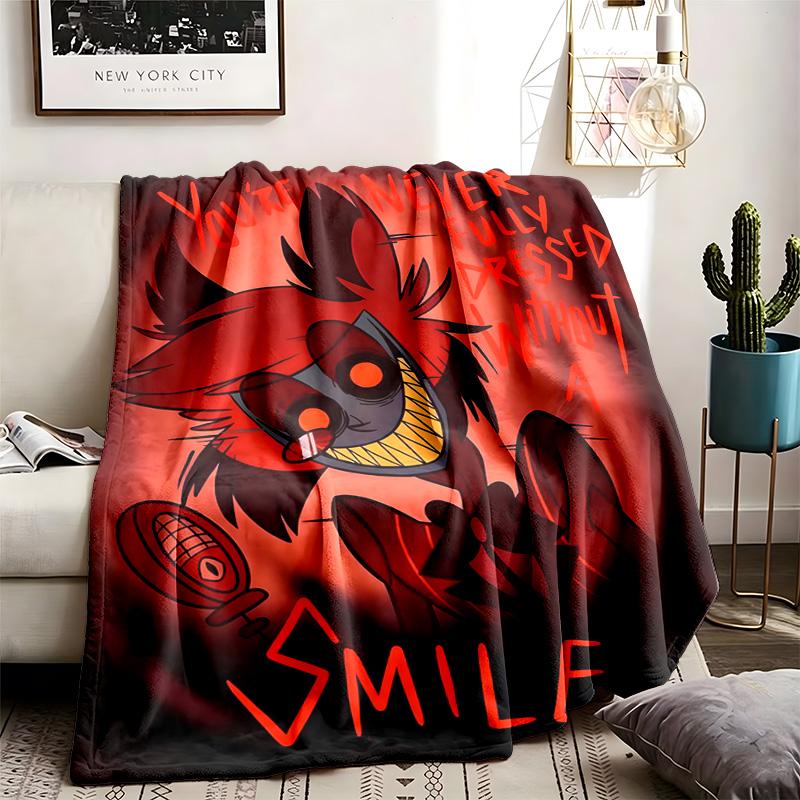 Hazbin Hotel Theme Blanket Suitable For The Sofa Camping And Travel Made Of Soft Flannel Material An Ideal Gift For Occasions Such As Birthday