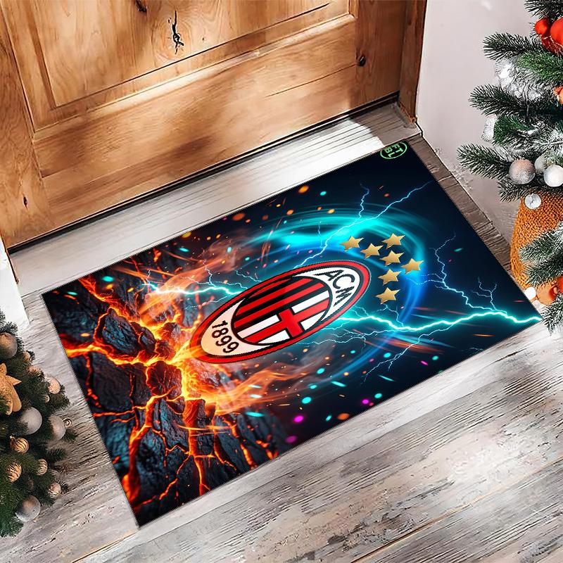 AC Milan Printed Flannel Area Rug Non Slip Soft Polyester Floor Carpet Indoor Decor Mat for Bedroom Living Room Sofa Game Room Home Decoration