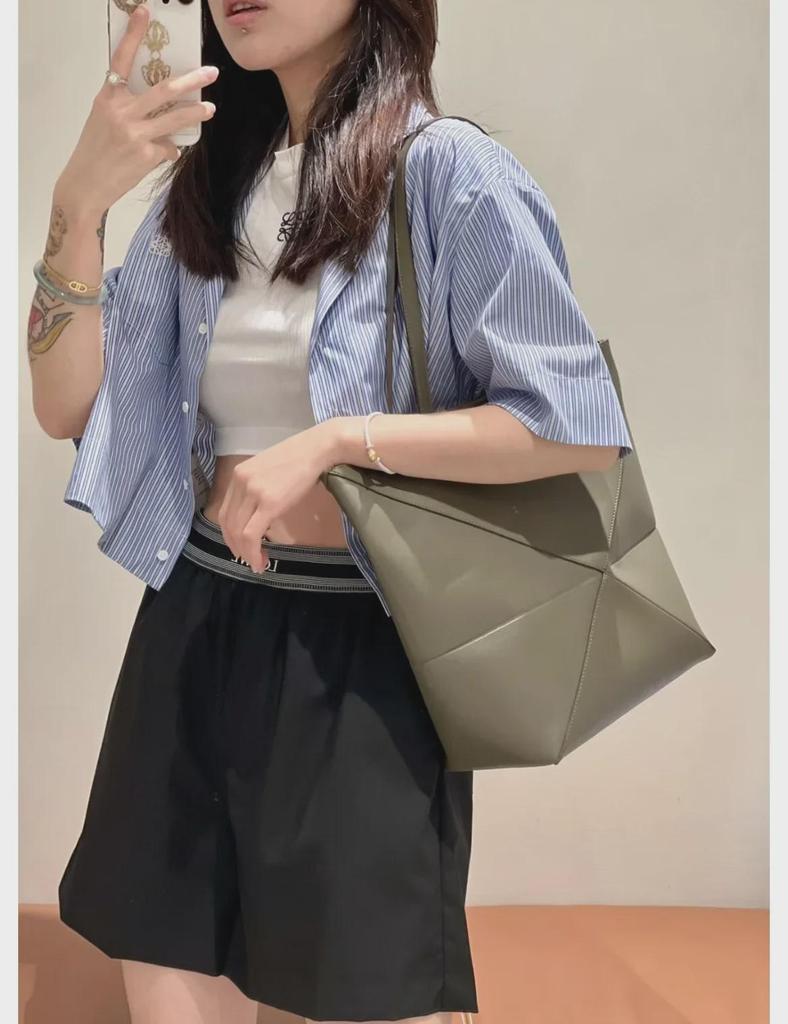 Nová dámska geometrická kožená taška tote a crossbody s veľkou kapacitou