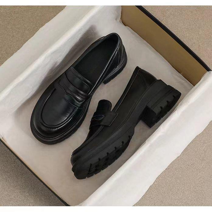 Loafers women's platform 2025 new British style small leather shoes women's versatile soft sole single shoes women's leather