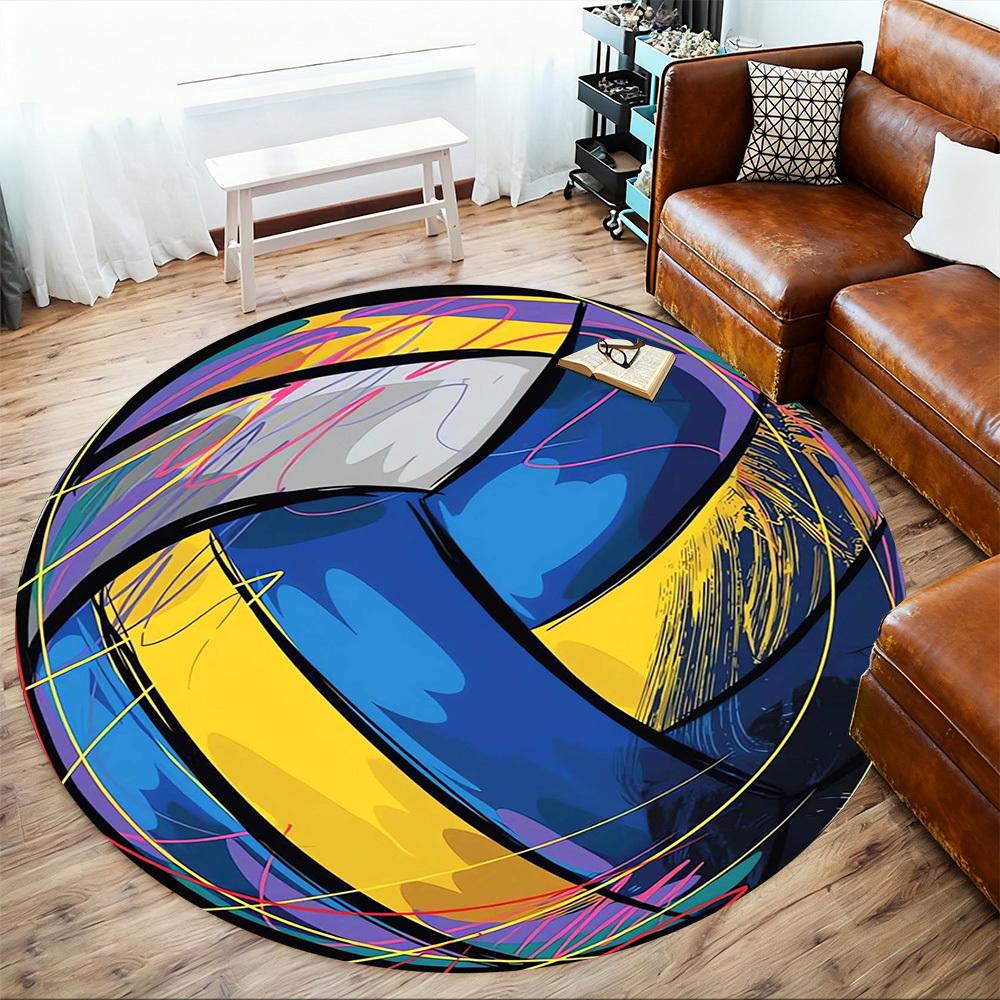 1pc Volleyball, Abstract Round Chair mat Area Rug - Non-Slip, Floor Mat for Office, Bedroom, home decor Christmas Gift p0811335