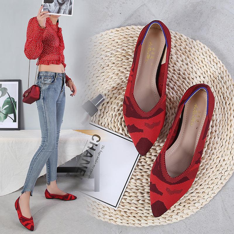 

Knitted flying thread knitted women s shoes pointed flat-soled single shoes soft-soled egg roll shoes fashion 34 чорний