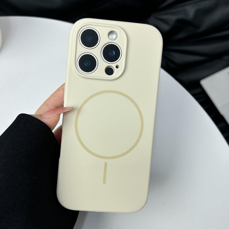 Original Liquid Silicone Soft Magnetic Case For iPhone 16 15 14 Plus 13 12 Pro Max Lens Protection Wireless Charge Plain Cover